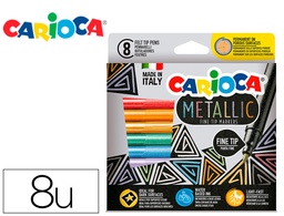 [43162] ROTULADOR CARIOCA METALLIC PUNTA FINA CAJA DE 8 UNIDADES COLORES SURTIDOS