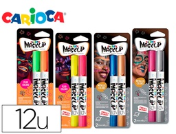 [52014] BARRA DE MAQUILLAJE CARIOCA MASK UP NEON / METALLIC EXPOSITOR 12 BLISTER DE 2 BARRAS COLORES SURTIDOS