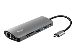 [23775] ADAPTADOR TRUST DALYX 7 EN 1 MULTIPUERTO USB-C / HDMI / 2X USB-A / NETWORK / MICRO / MICRO SD / ETHERNET