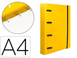 [CH57] CARPETA CON RECAMBIO LIDERPAPEL A4 CUADRO 5MM 100 HOJAS 80G POLIPROPILENO 4 ANILLAS 25MM COLOR AMARILLO
