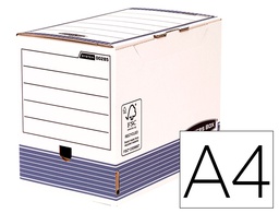 [0028501] CAJA ARCHIVO DEFINITIVO FELLOWES A4 CARTON RECICLADO 100% LOMO 200 MM MONTAJE AUTOMATICO COLOR AZUL