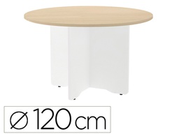 [3006AW01V24] MESA DE REUNION ROCADA REDONDA 3006AW01 ESTRUCTURA MADERA EN ASPAS COLOR BLANCO TABLERO HAYA 120CM DIAMETRO