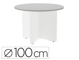 [3005AW02V24] MESA DE REUNION ROCADA REDONDA 3005AW02 ESTRUCTURA MADERA EN ASPAS COLOR BLANCO TABLERO GRIS 100CM DIAMETRO