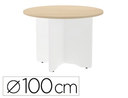 [3005AW01V24] MESA DE REUNION ROCADA REDONDA 3005AW01 ESTRUCTURA MADERA EN ASPAS COLOR BLANCO TABLERO HAYA 100CM DIAMETRO